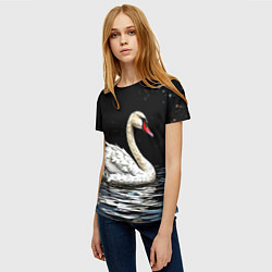 Футболка женская Белый лебедь ночью, цвет: 3D-принт — фото 2