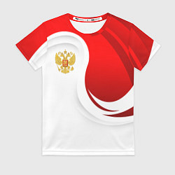 Женская футболка Россия - красный и белый