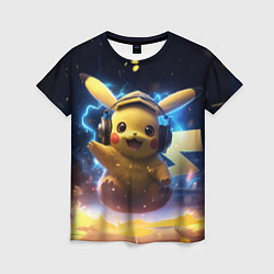 Футболка женская Пикачу диджей, цвет: 3D-принт