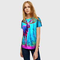 Футболка женская Лось в сереневом свете, цвет: 3D-принт — фото 2