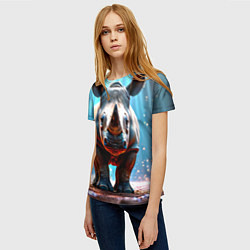 Футболка женская Носорог в лучах, цвет: 3D-принт — фото 2