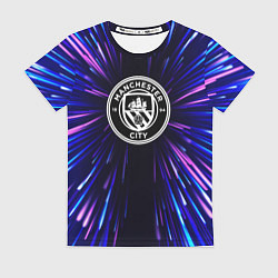 Футболка женская Manchester City neon energy, цвет: 3D-принт