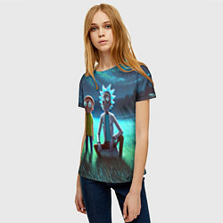 Футболка женская Рик и Морти на поляне - нейроарт, цвет: 3D-принт — фото 2