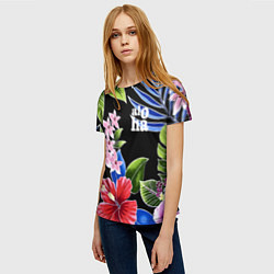 Футболка женская Tropical flowers - aloha, цвет: 3D-принт — фото 2