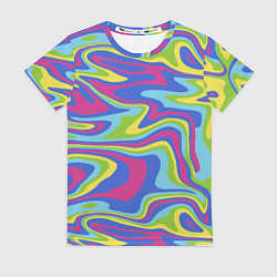 Футболка женская Разноцветная абстракция волны, цвет: 3D-принт