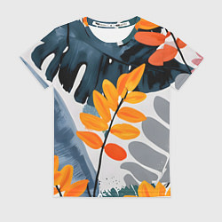 Футболка женская Контрастные листья, цвет: 3D-принт