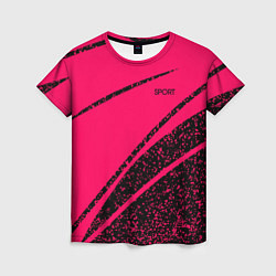 Женская футболка Sport розовый с чёрным в крапинку