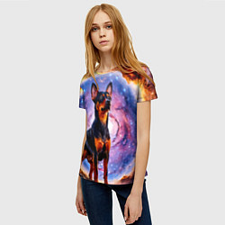 Футболка женская Пинчер в космосе, цвет: 3D-принт — фото 2