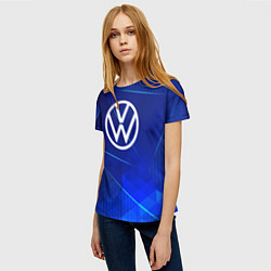 Футболка женская Volkswagen blue poly, цвет: 3D-принт — фото 2
