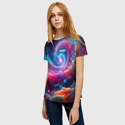 Футболка женская Неоновая галактическая спираль - нейроарт, цвет: 3D-принт — фото 2