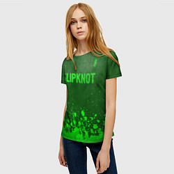 Футболка женская Slipknot - green gradient посередине, цвет: 3D-принт — фото 2