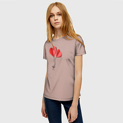 Футболка женская Бумажные сердечки, цвет: 3D-принт — фото 2