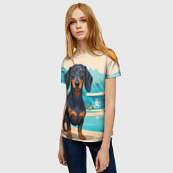Футболка женская Такса и пальма, цвет: 3D-принт — фото 2