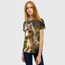 Футболка женская Единорожка кофейного цвета, цвет: 3D-принт — фото 2