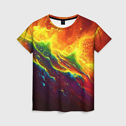 Футболка женская Абстрактные волны с огнем, цвет: 3D-принт
