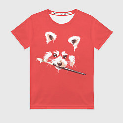 Футболка женская Красная панда с кисточкой в зубах, цвет: 3D-принт