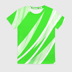 Футболка женская Яблочный зелёный абстракция с полосами, цвет: 3D-принт