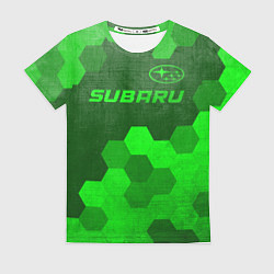 Футболка женская Subaru - green gradient посередине, цвет: 3D-принт