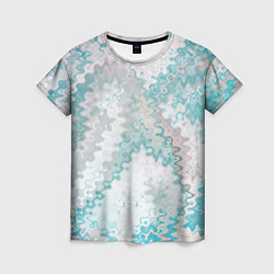 Футболка женская Серо-бирюзовый абстрактный, цвет: 3D-принт