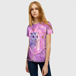 Футболка женская Сова в весенних цветах, цвет: 3D-принт — фото 2