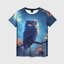 Футболка женская Ночная сова на ветке, цвет: 3D-принт