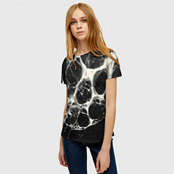 Футболка женская Бело-черная потертая текстура, цвет: 3D-принт — фото 2