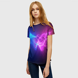 Футболка женская Звуковая волна неоновый узор, цвет: 3D-принт — фото 2