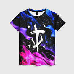 Женская футболка Doom flame neon