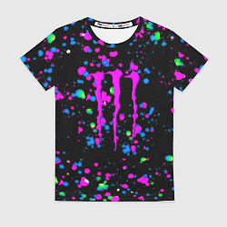 Женская футболка Monster energy неоновые краски