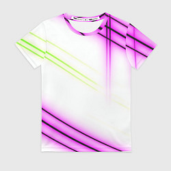 Женская футболка Green white pink line