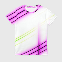 Женская футболка Green white pink line