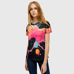 Футболка женская Розовая текстура в черном, цвет: 3D-принт — фото 2