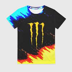 Женская футболка Monster energy огненные краски