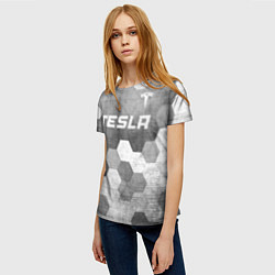 Футболка женская Tesla - grey gradient посередине, цвет: 3D-принт — фото 2