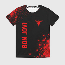 Футболка женская Bon Jovi - red gradient вертикально, цвет: 3D-принт