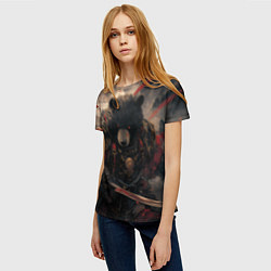 Футболка женская Самурай медведь, цвет: 3D-принт — фото 2