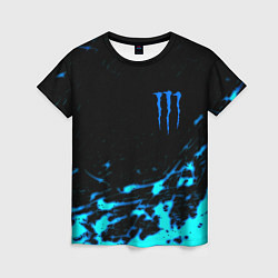 Женская футболка Monster energy голубые краски
