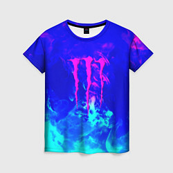 Женская футболка Monster energy дым неоновый