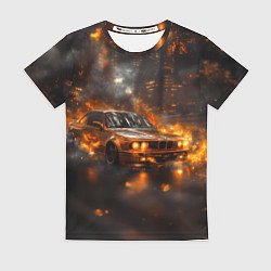 Футболка женская БМВ в огне, цвет: 3D-принт