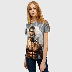 Футболка женская Мухаммед Али на сером, цвет: 3D-принт — фото 2