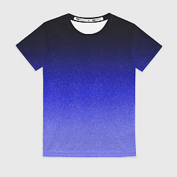 Женская футболка Градиент индиго из чёрно в синий текстура крошка