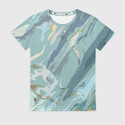 Футболка женская Холодный голубой абстракция, цвет: 3D-принт