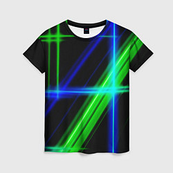 Женская футболка Color blue black green