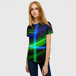 Футболка женская Color blue black green, цвет: 3D-принт — фото 2