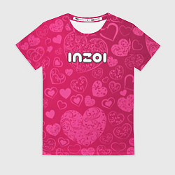 Женская футболка Inzoi лого на розовых сердечках