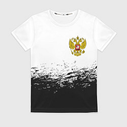 Женская футболка Россия черно белые краски