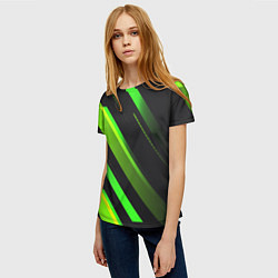 Футболка женская Color black green, цвет: 3D-принт — фото 2