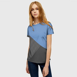 Футболка женская Сине-серый геометричный, цвет: 3D-принт — фото 2
