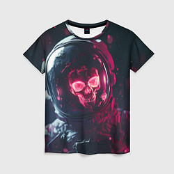 Футболка женская Красный череп в скафандре космонавта, цвет: 3D-принт