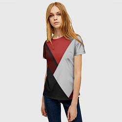 Футболка женская Color black red grey, цвет: 3D-принт — фото 2